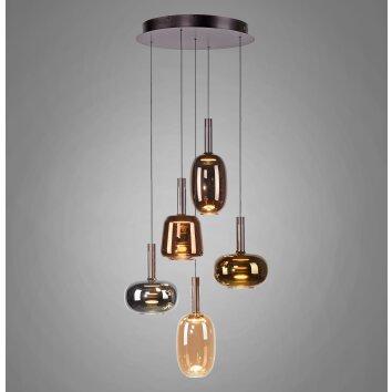 Paul Neuhaus Irides Pendelleuchte LED Braun, 5-flammig
