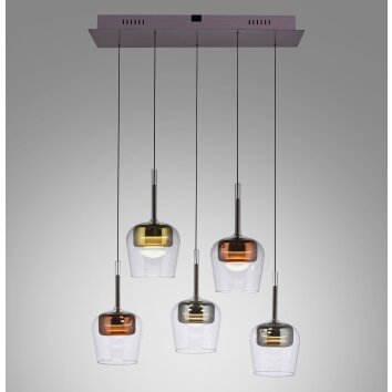 Paul Neuhaus Q-Kon Pendelleuchte LED Braun, 5-flammig, Fernbedienung