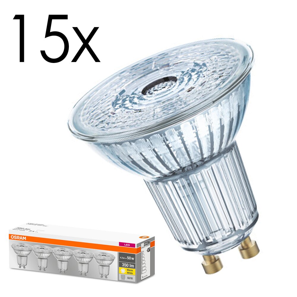 LED GU10 15er Set 4,3 Watt 2700 Kelvin 350 Lumen main product photo