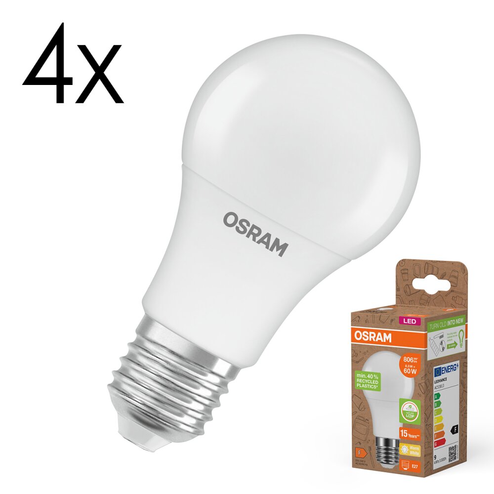 LED E27 4er Set 8,5 Watt 2700 Kelvin 806 Lumen main product photo
