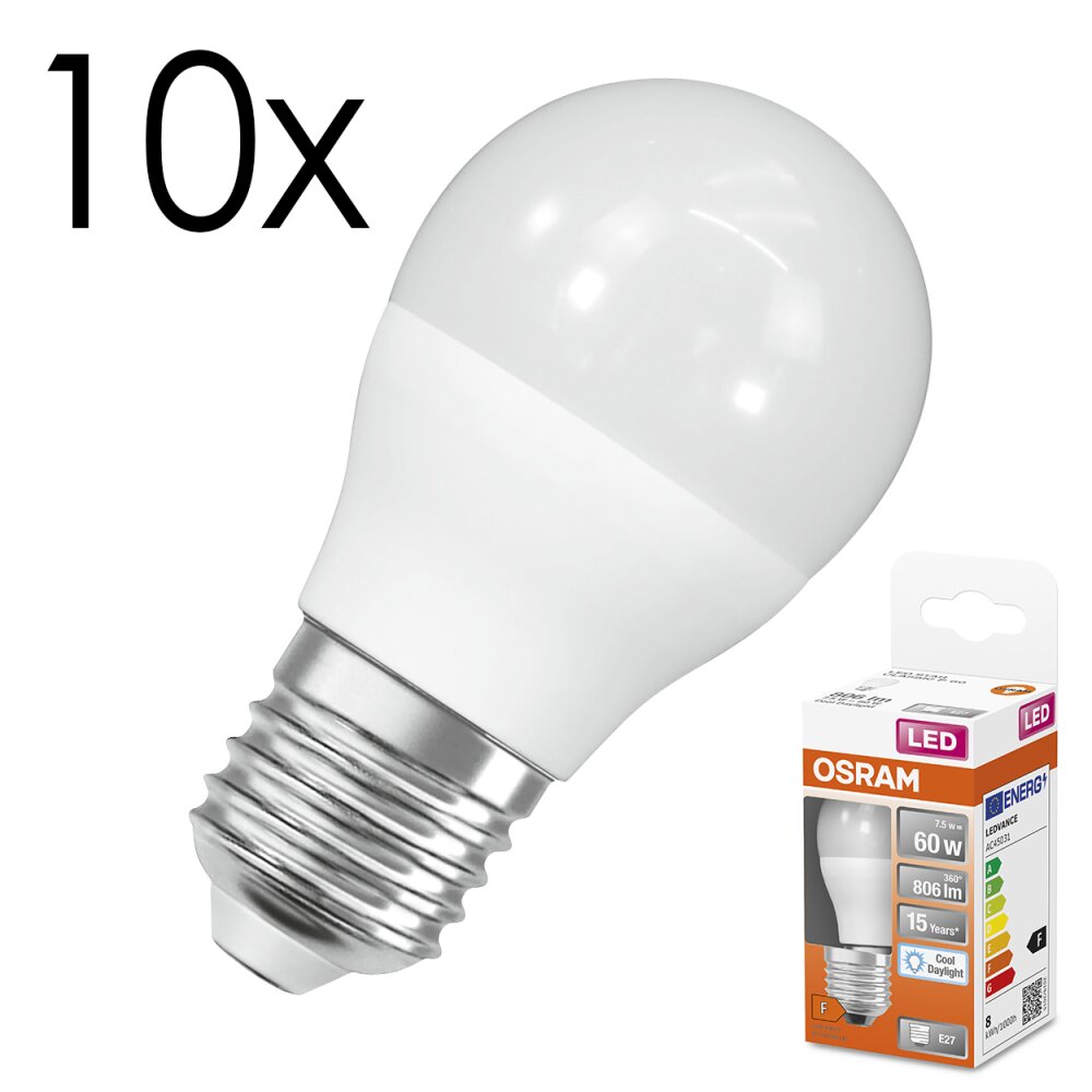 LED E27 10er Set 7,5 Watt 6500 Kelvin 806 Lumen main product photo