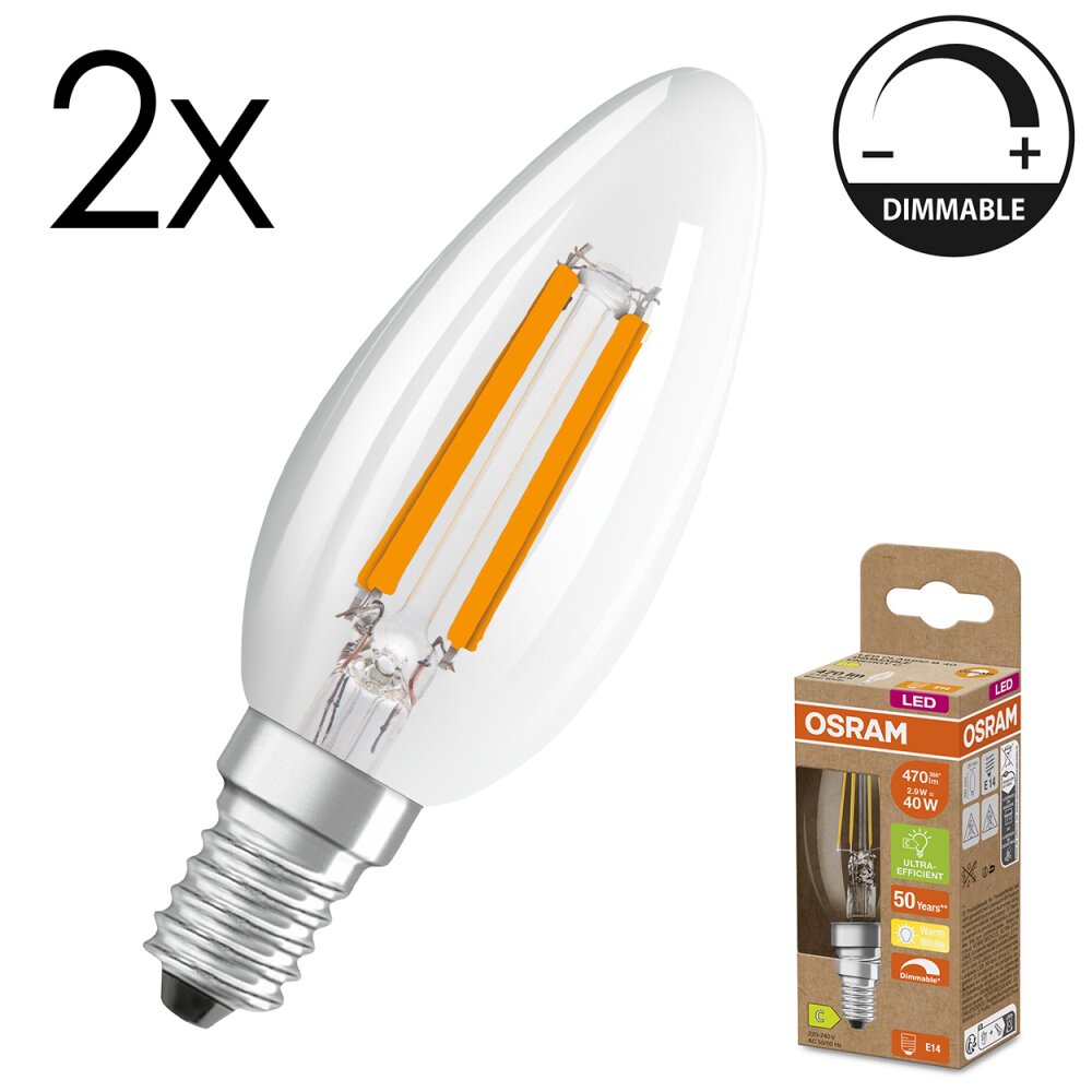 LED E14 2er Set 2,9 Watt 2700 Kelvin 470 Lumen main product photo