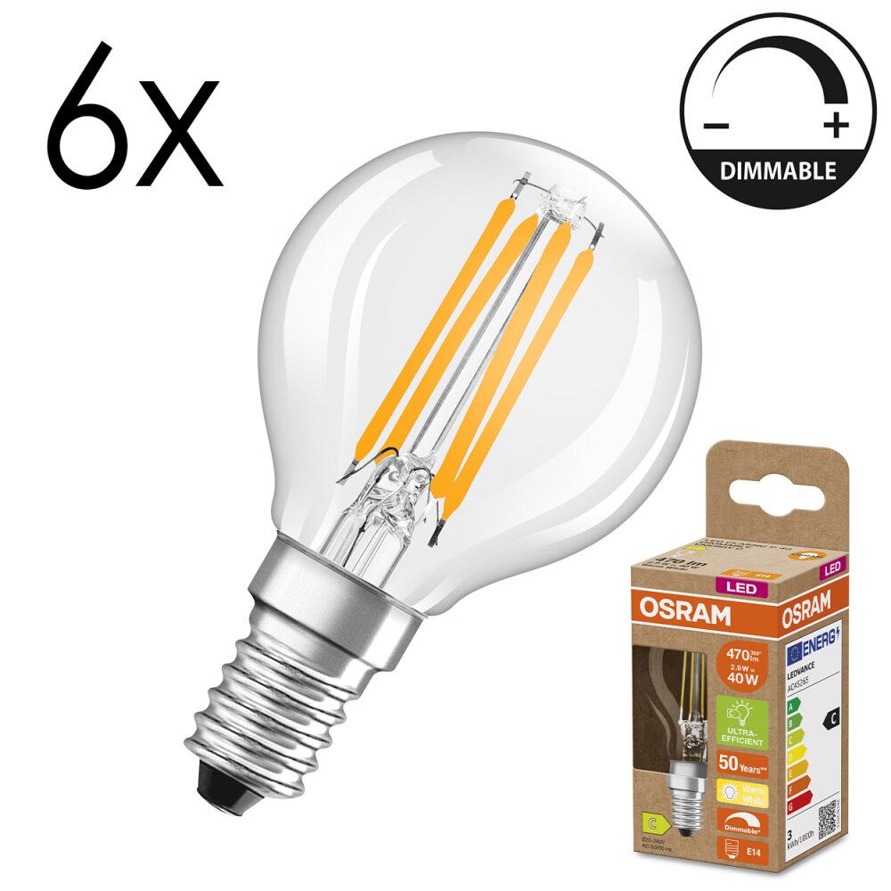 LED E14 6er Set 2,9 Watt 2700 Kelvin 470 Lumen main product photo