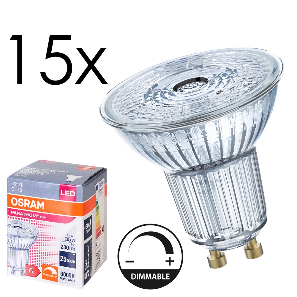 LED GU10 15er Set 3,4 Watt 3000 Kelvin 230 Lumen main product photo