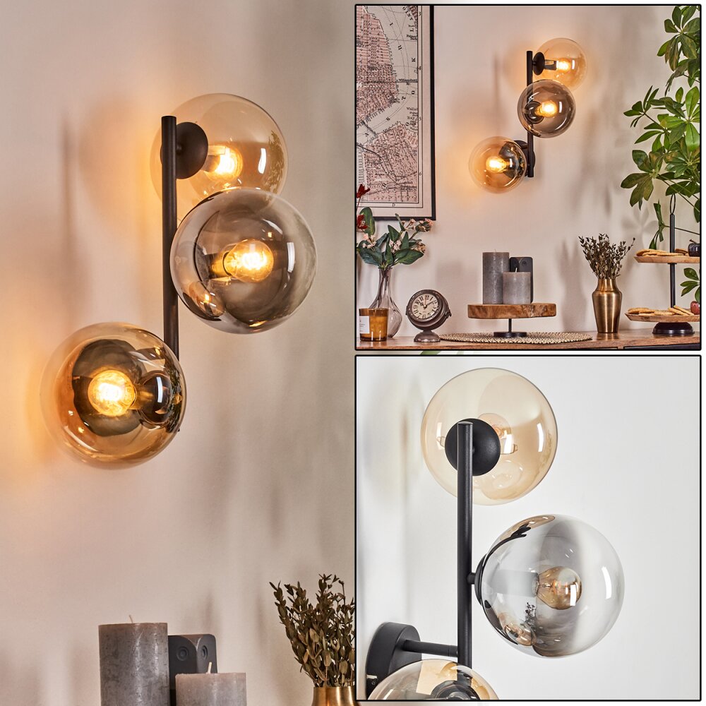 Gastor Wandleuchte Glas 15 cm Bernsteinfarben, Klar, Rauchfarben, 3-flammig main product photo