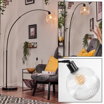 Ripoll Bogenstehlampe Glas 20 cm Schwarz, 1-flammig