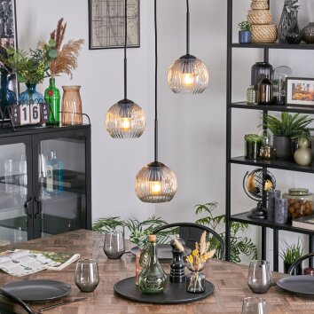 Ripoll Hängeleuchte Glas 15 cm Bernsteinfarben, Klar, 3-flammig