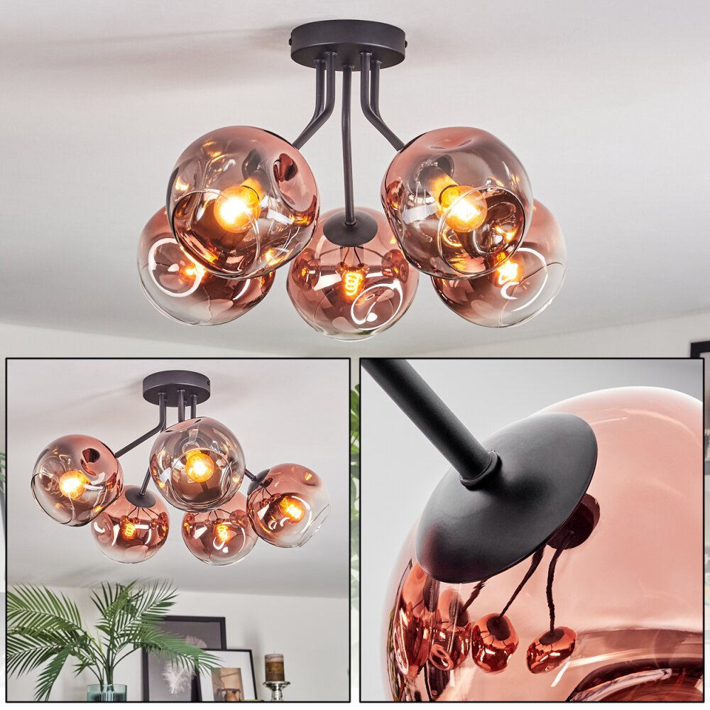 Ripoll Deckenleuchte Glas 15 cm Klar, Kupferfarben, 5-flammig main product photo