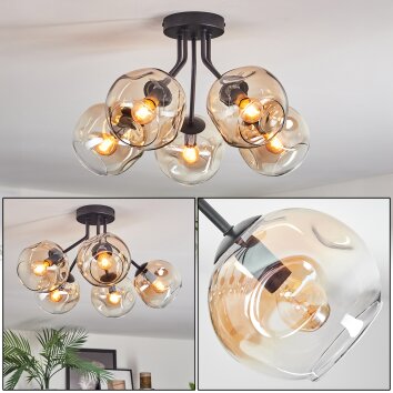 Ripoll Deckenleuchte Glas 15 cm Bernsteinfarben, Klar, 5-flammig