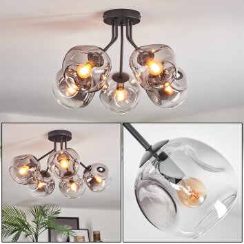 Ripoll Deckenleuchte Glas 15 cm Klar, Rauchfarben, 5-flammig