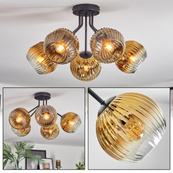 Ripoll Deckenleuchte Glas 15 cm Gold, Klar, 5-flammig