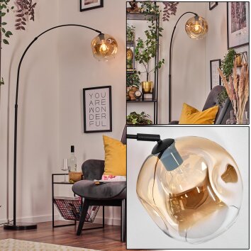 Ripoll Bogenleuchte Glas 25 cm Schwarz, 1-flammig