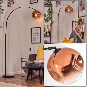 Ripoll Bogenlampe Glas 25 cm Schwarz, 1-flammig