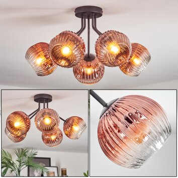 Ripoll Deckenleuchte Glas 15 cm Klar, Kupferfarben, 5-flammig
