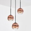 Ripoll Hängeleuchte Glas 15 cm Klar, Kupferfarben, 3-flammig