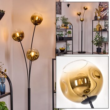 Ripoll Stehleuchte Glas 15 cm Gold, Klar, 3-flammig