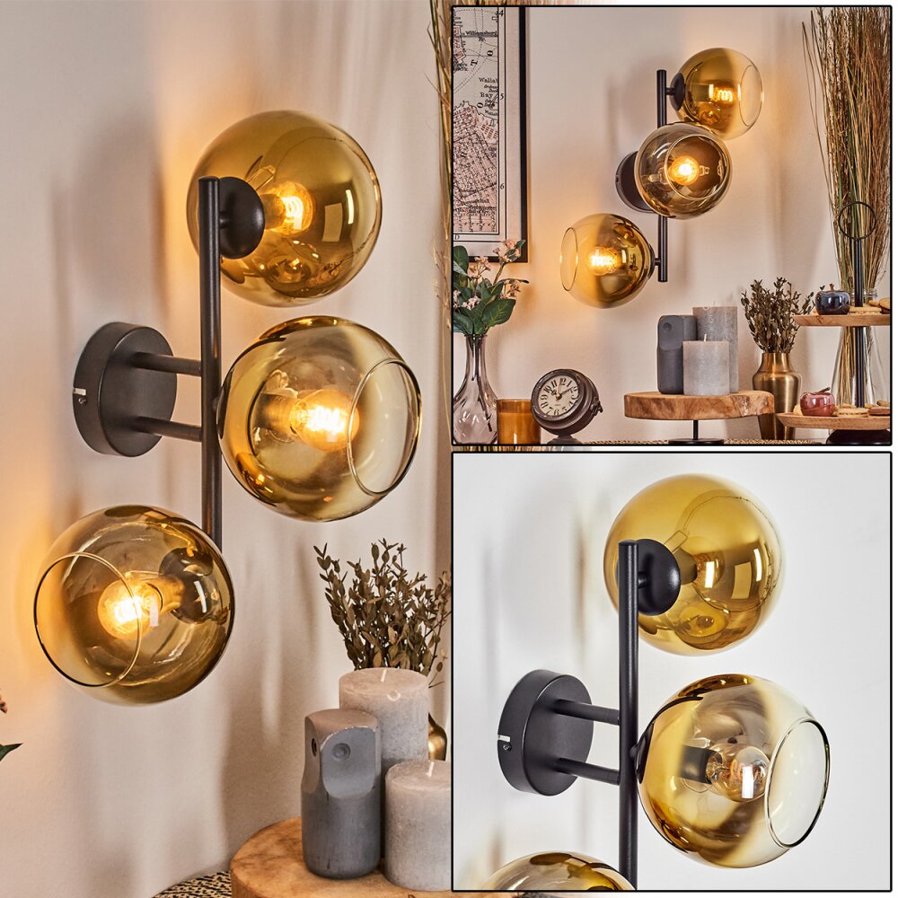 Koyoto Wandleuchte Glas 15 cm Gold, Klar, 3-flammig main product photo