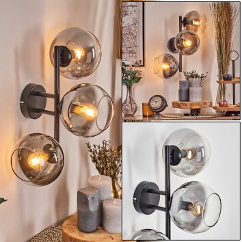 Koyoto Wandleuchte Glas 15 cm Klar, Rauchfarben, 3-flammig