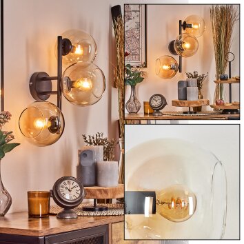 Koyoto Wandleuchte Glas 15 cm Bernsteinfarben, Klar, 3-flammig