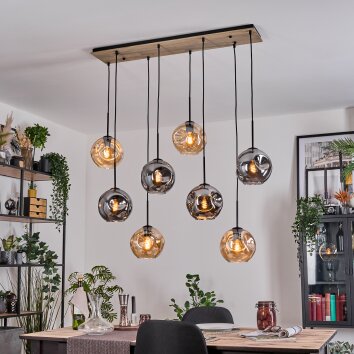 Ripoll Hängeleuchte Glas 20 cm Naturfarben, Schwarz, 8-flammig