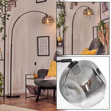 Ripoll Bogenstehlampe Glas 25 cm Schwarz, 1-flammig