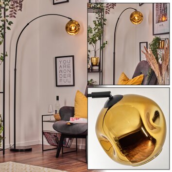 Ripoll Bogenstehlampe Glas 20 cm Schwarz, 1-flammig