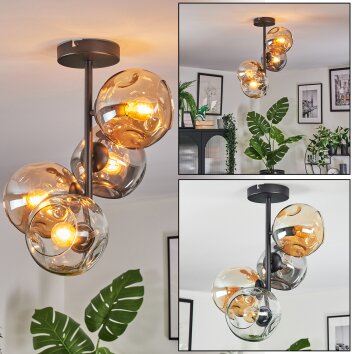 Ripoll Deckenleuchte Glas 15 cm Bernsteinfarben, Klar, Rauchfarben, 4-flammig