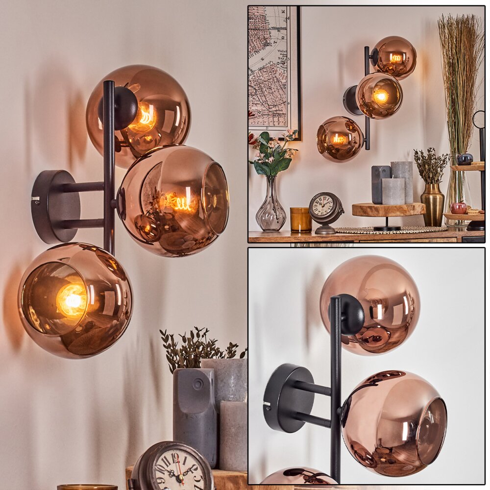 Koyoto Wandleuchte Glas 15 cm Kupferfarben, 3-flammig main product photo