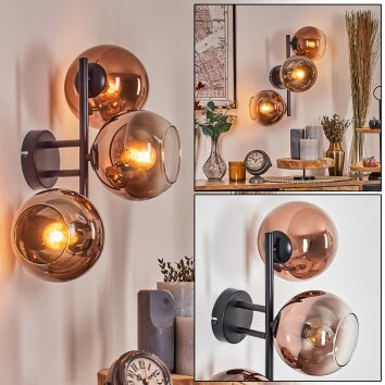 Koyoto Wandleuchte Glas 15 cm Klar, Kupferfarben, 3-flammig