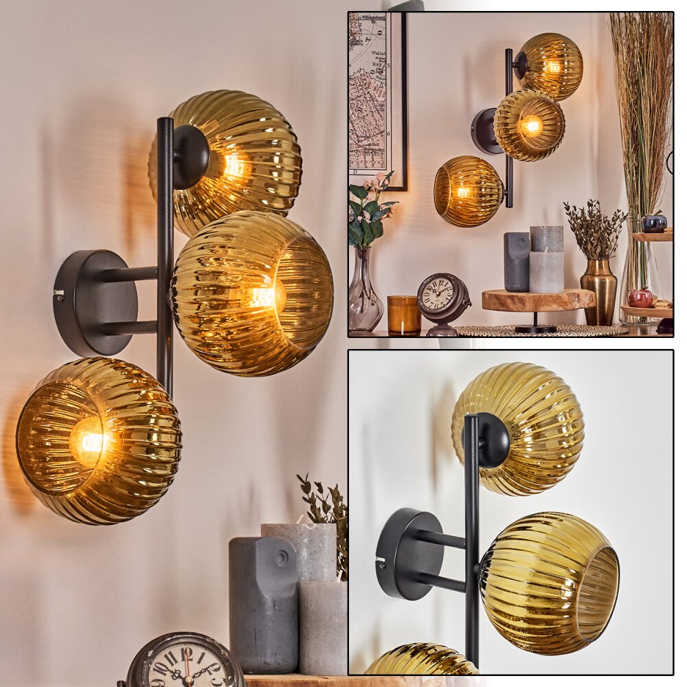 Koyoto Wandleuchte Glas 15 cm Gold, 3-flammig main product photo