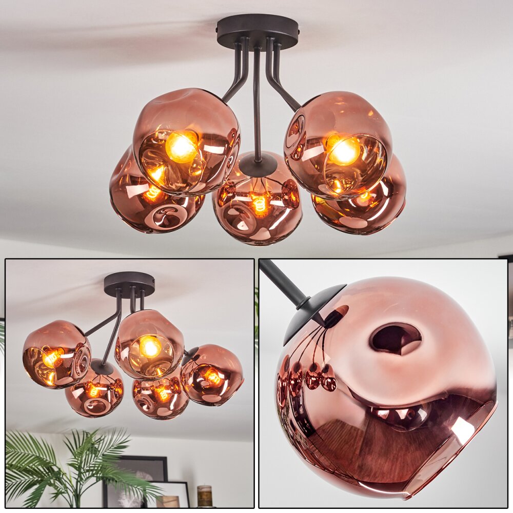 Ripoll Deckenleuchte Glas 15 cm Kupferfarben, 5-flammig main product photo