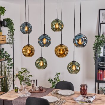 Ripoll Hängeleuchte Glas 20 cm Naturfarben, Schwarz, 8-flammig