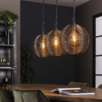Leeville Hängeleuchte Nickel-Matt, Schwarz, 3-flammig