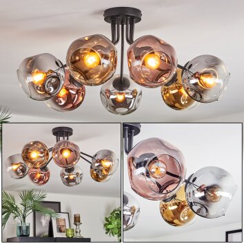 Ripoll Deckenleuchte Glas 15 cm Chrom, Gold, Klar, Kupferfarben, Rauchfarben, 7-flammig