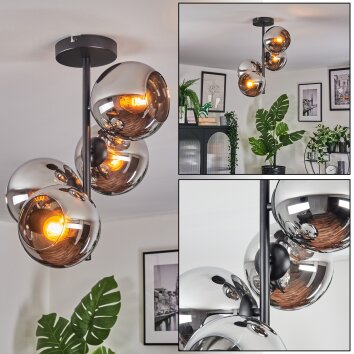 Koyoto Deckenleuchte Glas 15 cm Chrom, Rauchfarben, 4-flammig