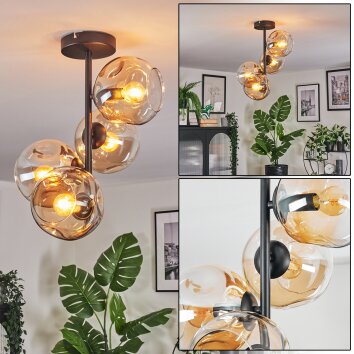 Ripoll Deckenleuchte Glas 15 cm Bernsteinfarben, Klar, 4-flammig