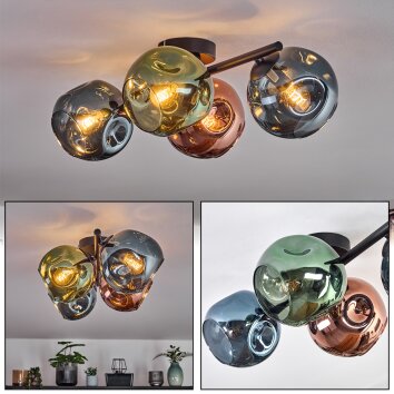Ripoll Deckenleuchte Glas 15 cm Blau, Grün, Kupferfarben, 4-flammig