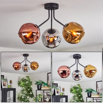 Ripoll Deckenleuchte Glas 15 cm Chrom, Gold, Kupferfarben, Rauchfarben, 3-flammig