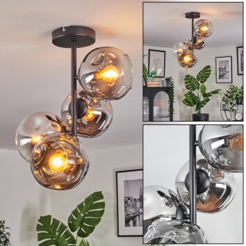 Ripoll Deckenleuchte Glas 15 cm Chrom, Klar, Rauchfarben, 4-flammig