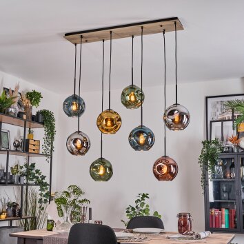 Ripoll Hängeleuchte Glas 20 cm Naturfarben, Schwarz, 8-flammig