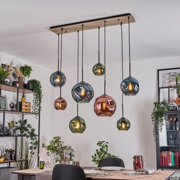 Ripoll Hängeleuchte Glas 15 cm, 20 cm, 25 cm Naturfarben, Schwarz, 8-flammig