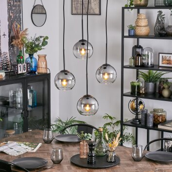 Koyoto Hängeleuchte Glas 15 cm Klar, Rauchfarben, 4-flammig