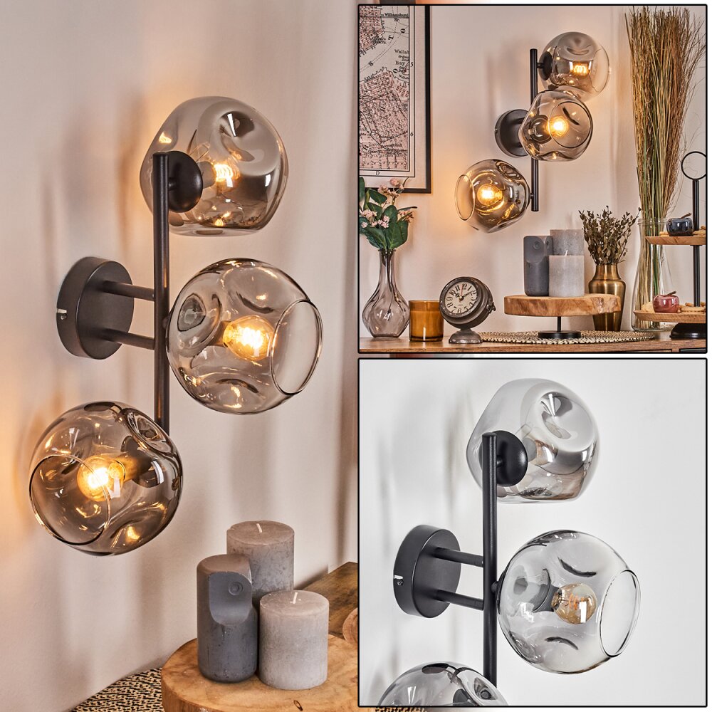 Ripoll Wandleuchte Glas 15 cm Klar, Rauchfarben, 3-flammig main product photo