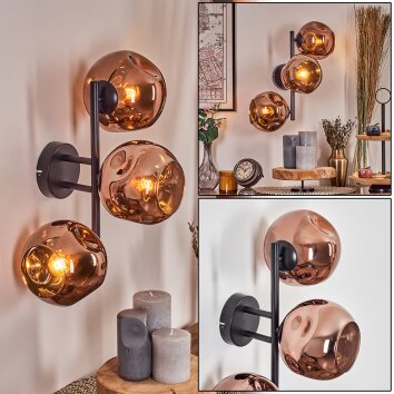 Ripoll Wandleuchte Glas 15 cm Kupferfarben, 3-flammig