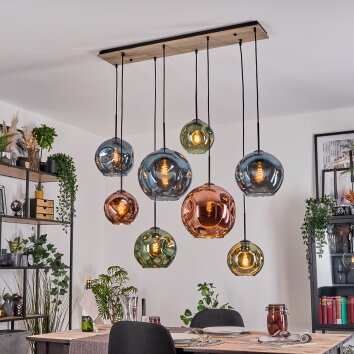 Ripoll Hängeleuchte Glas 20 cm, 25 cm, 30 cm Naturfarben, Schwarz, 8-flammig