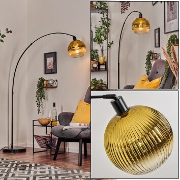 Koyoto Bogenlampe Glas 25 cm Schwarz, 1-flammig