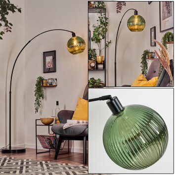 Koyoto Stehleuchte Glas 25 cm Schwarz, 1-flammig