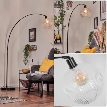 Ripoll Stehleuchte Glas 25 cm Schwarz, 1-flammig
