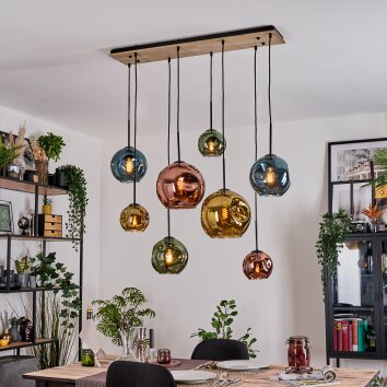 Ripoll Hängeleuchte Glas 15 cm, 20 cm, 25 cm Naturfarben, Schwarz, 8-flammig
