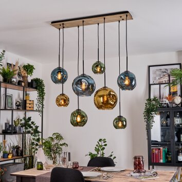 Ripoll Hängeleuchte Glas 15 cm, 20 cm, 25 cm Naturfarben, Schwarz, 8-flammig
